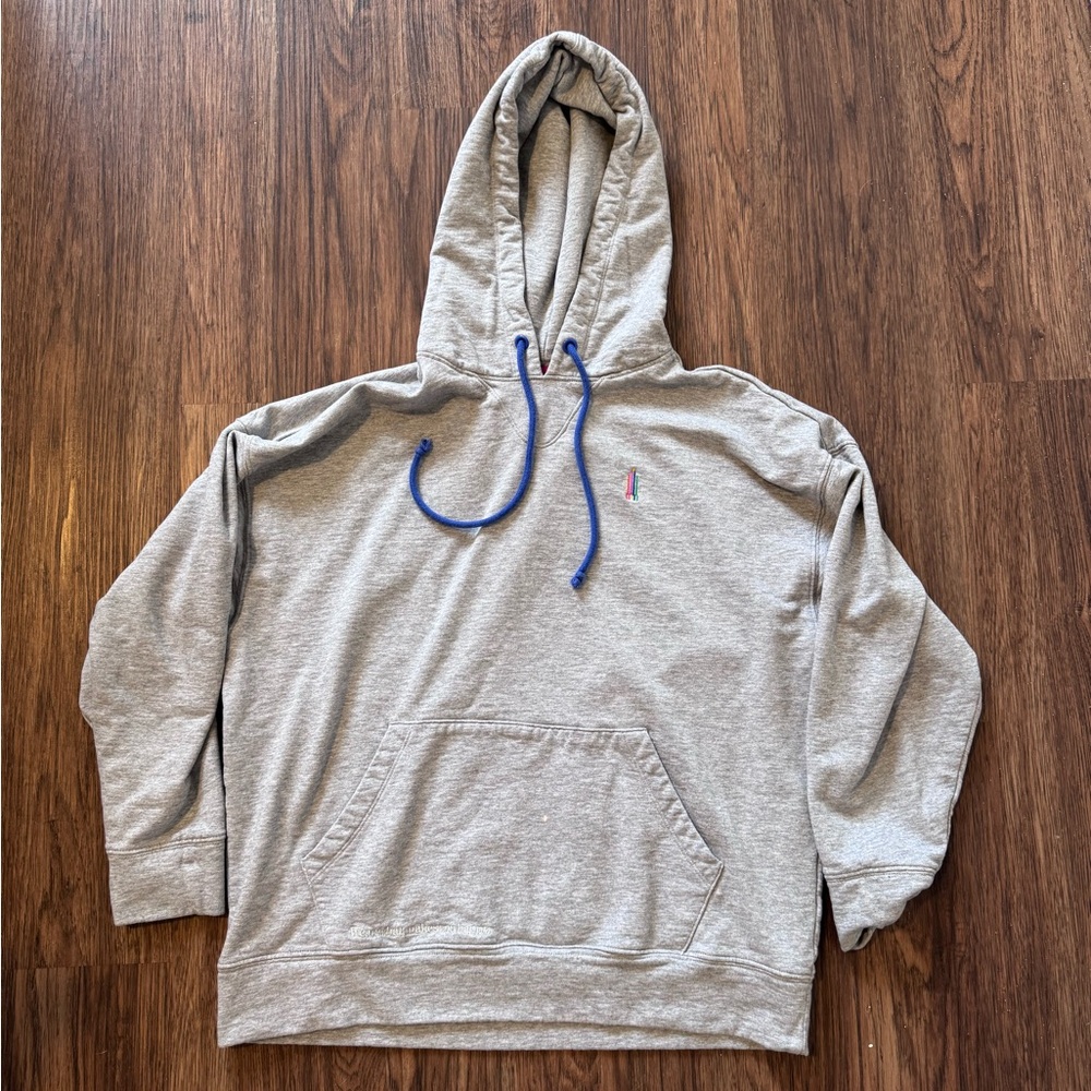 Terez Gray Hoodie with Blue Drawstrings